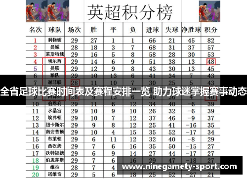 全省足球比赛时间表及赛程安排一览 助力球迷掌握赛事动态